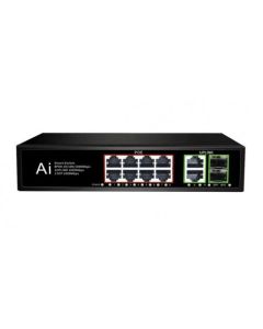 PoE Gigabit Суич 10/100/1000, 8 ports + 2 Uplink x 1000Mbit, +2 SFP, 20Gbps IEEE802.3af/at, 120W, 250m