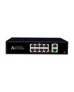 PoE Суич 10/100, 8 ports + 2 Uplink x 1000Mbit, 5.6Gbps IEEE802.3af/at, 120W, 250m