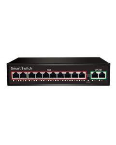 PoE Суич 10/100, 10 ports + 2 Uplink x 100Mbit, 2.4Gbps IEEE802.3af/at, 150W, 250m