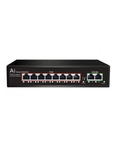 PoE Суич 10/100, 8 ports + 2 Uplink x 100Mbit, 2Gbps IEEE802.3af/at, 120W, 250m