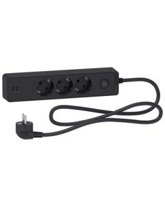 Разклонител шуко 3x 2P+E с 2x USB порт с ключ и и кабел 1.5m Антрацит - SCHNEIDER ELECTRIC Unica ST943U1B