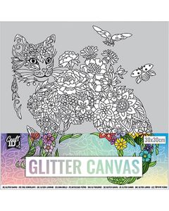 Craft ID Платно за оцветяване Котка, покрито с брокат, 30 х 30 cm