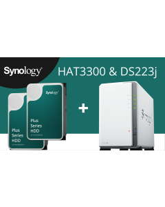 Комплект Synology NAS Server DS223j с 2 дискa Synology HAT3300-4TB