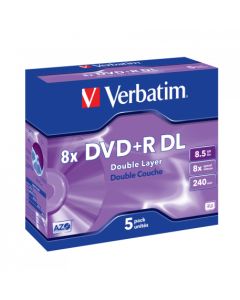 Verbatim DVD+R DOUBLE LAYER 8.5GB 8X MATT SILVER SURFACE (5 PACK)