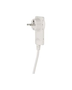 Щепсел 2P+E 10A плосък, с ринг и кабел 1.5м под 90°, бял - ORNO OR-AE-1312/W