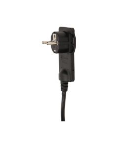 Щепсел 2P+E 10A плосък, с ринг и кабел 1.5м под 90°, черен - ORNO OR-AE-1312/B