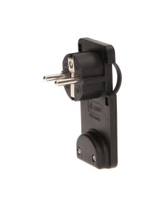 Щепсел 2P+E 16A плосък, с ринг, за кабел под 90° черен - ORNO OR-AE-1311/B