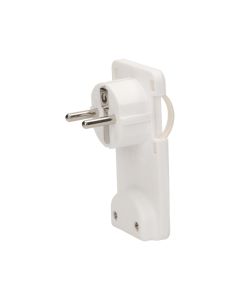 Щепсел 2P+E 16A плосък, с ринг, за кабел под 90° бял - ORNO OR-AE-1311/W