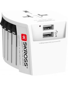 Адаптер SKROSS PRO MUV 2 x USB-A, 1.302960, World, Бял