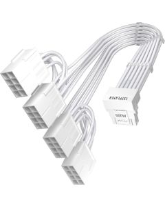 Custom Sleeved Modding Cable White - 4 x PCIe 8-pin to 12VHPWR - FM4-B-WH