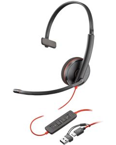 HP Poly Blackwire 3210 Monaural USB-C Headset +USB-C-A Adapter