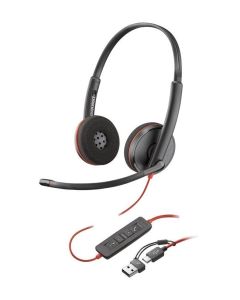 НР Poly Blackwire 3220, On-Ear, USB Type-C, Микрофон, 32 Ω, 1.6м кабел, Черен