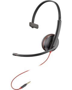 HP Poly Blackwire 3215 Monaural USB-C Headset +3.5mm Plug +USB-C-A Adapter, Черни