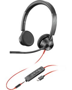 HP Poly Blackwire 3325 Stereo USB-C Headset +3.5mm Plug +USB-C-A Adapter, Черни