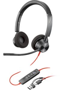 HP Poly Blackwire 3320 Stereo Microsoft Teams Certified USB-C Headset +USB-C-A Adapter, Черни