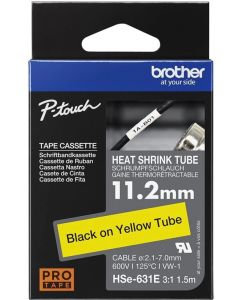 BROTHER Heat Shrink Tube Black on Yellow 11.2mm