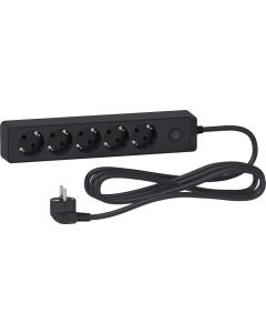 Разклонител шуко 5x 2P+E с ключ и кабел 3m Антрацит - SCHNEIDER ELECTRIC Unica ST9453B