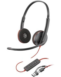 HP Poly Blackwire 3220 Stereo USB-C Black Headset +USB-C-A Adapter Bulk, Черни