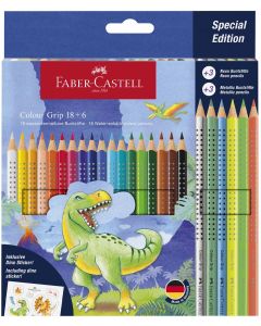 Faber-Castell Цветни моливи Grip 2001 - Динозавър, 18 стандартни