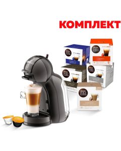 Кафе машина Krups Mini Me KP123810, автоматична, 1500 W, черна, в комплект с Nescafe Dolce Gusto Кафе капсули, 80 броя