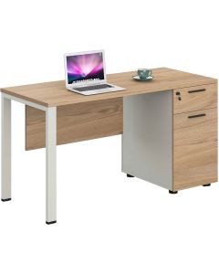Бюро RFG Monaco, с контейнер, 1200 х 600 х 750 mm, ПДЧ 25 mm, плот бряст, бели метални крака