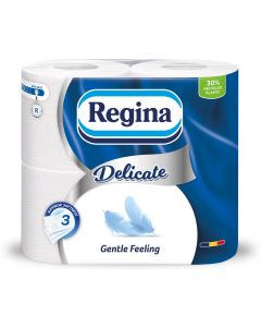 Regina Тоалетна хартия Gentle, целулоза, трипластова, 150 къса, 4 броя