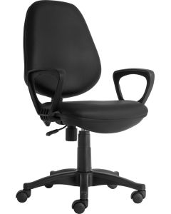 Ергономичен стол RFG Presto Black, екокожа, до 130 kg, черен