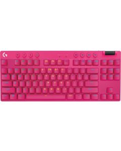 Геймърска Logitech G PRO X TKL, RGB LED, Механични, USB Type-C, Double Shot PBT, Розов