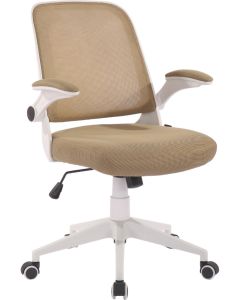 Офис стол RFG Pretty White W, дамаска и меш, Tilt механизъм, до 120 kg, бежов
