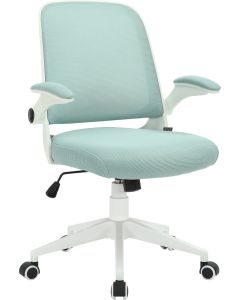 Офис стол RFG Pretty White W, дамаска и меш, Tilt механизъм, до 120 kg, синьо-зелен