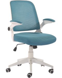 Офис стол RFG Pretty White W, дамаска и меш, Tilt механизъм, до 120 kg, син