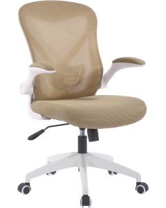 Офис стол RFG Jolly White W, дамаска и меш, Tilt механизъм, до 120 kg, бежов