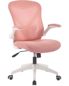 Офис стол RFG Jolly White W, дамаска и меш, Tilt механизъм, до 120 kg, розов