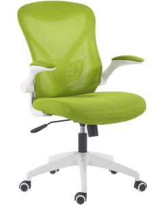 Офис стол RFG Jolly White W, дамаска и меш, Tilt механизъм, до 120 kg, зелен