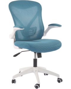 Офис стол RFG Jolly White W, дамаска и меш, Tilt механизъм, до 120 kg, син