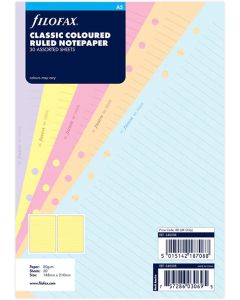 Filofax Пълнител за органайзер Classic, А5, на редове, 6 цвята, асорти