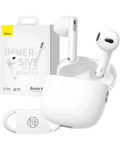 Baseus Bowie WX5, Bluetooth 5.3, вграден микрофон, в ухо, бял цвят