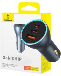 Зарядно за кола Baseus Golden Contactor Pro с 2x USB-C, 1x USB, 65W C00035202841-00