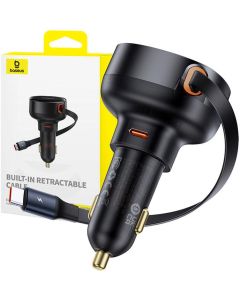 Зарядно за кола Baseus Enjoyment Pro с кабел USB-C, 60W C00057802111-01 - черно