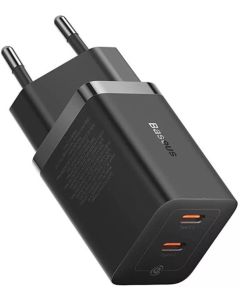 Зарядно устройство Baseus GaN 5, 2x USB-C, 40W, 220V, Trickle Charging, Черен
