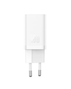 Зарядно устройство Baseus GaN 5, 2x USB-C, 40W, 220V, Trickle Charging, Бял