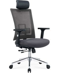 Ергономичен стол RFG Luxe Chrome HB, дамаска и меш, Multi-function механизъм, до 120 kg, сив