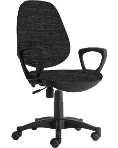 Ергономичен стол RFG Presto Black, текстил, до 130 kg, сив меланж