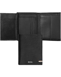 Hugo Boss Портфейл Iconic, вертикален, с капак, черен