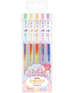 Zebra Гел ролер Sarasa Clip Mango, автоматичен, 0.5 mm, 5 мраморни цвята