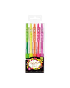 Zebra Гел ролер Sarasa Clip, автоматичен, 0.5 mm, 5 неонови цвята