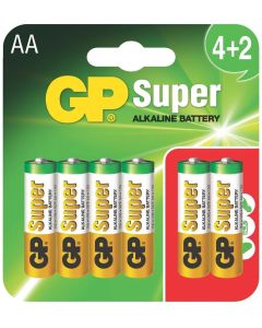 Алкална батерия GP SUPER LR6 AA - 4+2 бр. в опаковка 1.5V GP-BA-15A21-SBV6