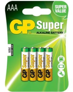 Алкална батерия GP SUPER LR03 AAA, 4 бр. в опаковка - блистер, 1.5V,GP-BA-24A21