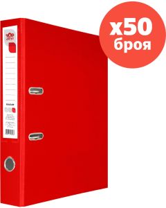 Top Office Класьор, 5 cm, PP, несглобен, червен, 50 броя