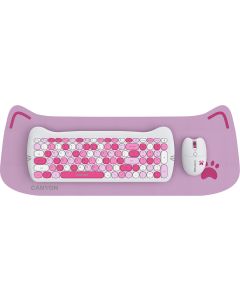 CANYON HSET-W6 EN Keyboard+Mouse Kitty Edition AAA+АА Wireless Розова